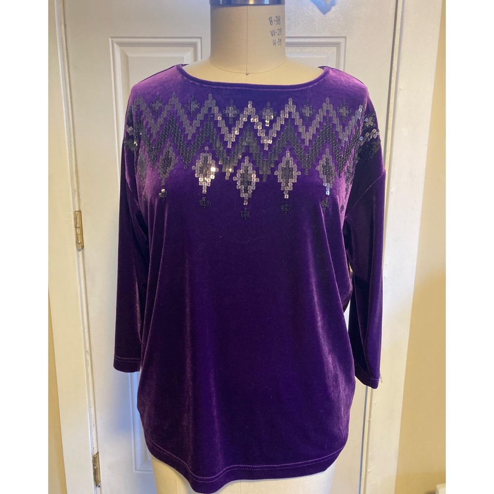 Bob Mackie Vintage Purple Velvet Sequin Top